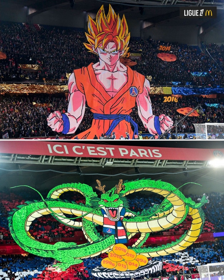 逝世一周年，法甲官推曬昔日巴黎主場龍珠TIFO：鳥山明經(jīng)典永存