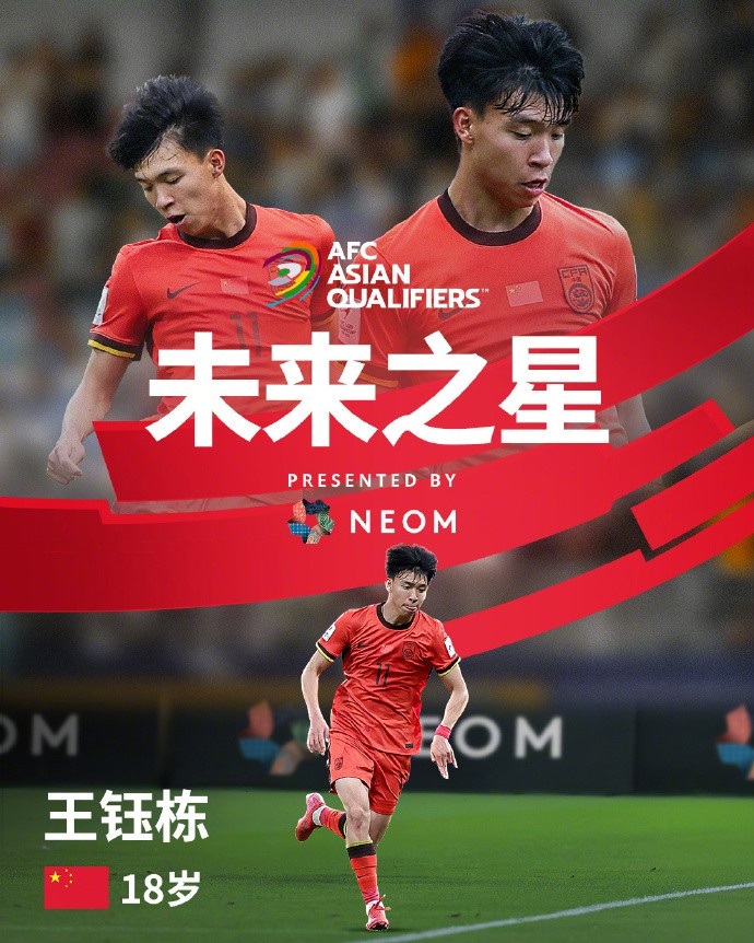亞洲杯官方社媒發(fā)布王鈺棟個(gè)人海報(bào)：青年軍的旗幟，飄揚(yáng)在前哨