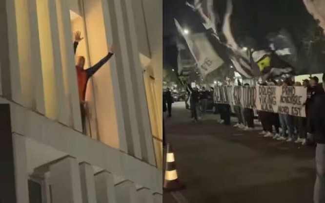 都體：尤文球迷來(lái)到酒店外支持新主帥，圖多爾向球迷們揮手致意